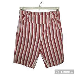 EST 1946 MODERNE DAMEN ROT/WEISS GESTREIFTE STRETCHIGE ELEGANTE SHORTS GRÖSSE 10 - Bild 1 von 10