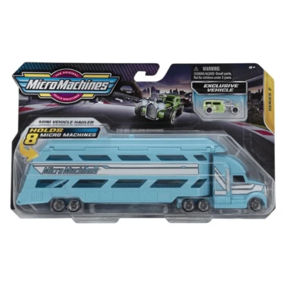 MICRO MACHINES Camion autotrasportatore blu 25 cm + esclusivo veicolo retrò c... - Immagine 1 di 4