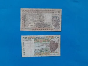 1 x 500+1000 Francs Westafrikanische Staaten / Geldschein Banknote *' - Bild 1 von 6