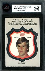1972-73 OPC O-pee-Chee Player Crests #3 Bobby Orr KSA 6.5 EX-NM + Boston Bruins