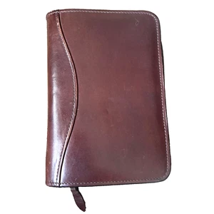 Scully Brown Leather Zip Organizer 6 Ring Binder 8x5.5 Signature Pen Pocket Plan - Picture 1 of 14