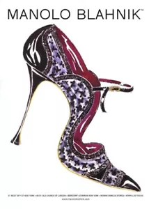 2012 Manolo Blahnik zapatos ilustración artística anuncio de revista de 1 página - Imagen 1 de 1