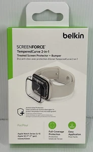 Belkin Screen Force Tempered Curve Protector + Bumper For Apple Watch Series 4-9 - Picture 1 of 4