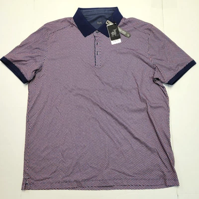 Nova Camisa Polo Masculina RAFFI Geométrica Gola XXL 2XL Azul Laranja P/S Golfe $125 - Imagem 1 de 4