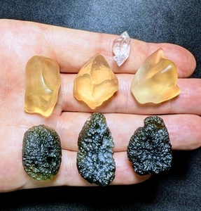 LARGE MOLDAVITE & LIBYAN Desert Glass Herkimer Necklace For LAURA ONLY CUSTOM - Picture 1 of 2