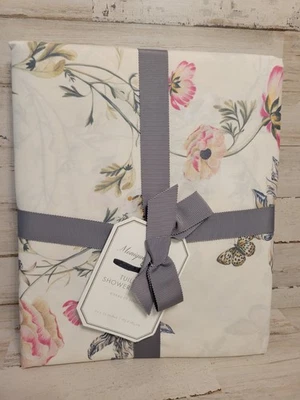 Cortina de chuveiro Pottery Barn Monique Lhuillier Tuileries flores silvestres borboletas - Imagem 1 de 2