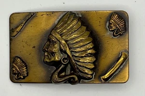 Vintage alte Westindianer Häuptling 40er oder 50er Jahre Gürtelschnalle leicht 3,5 x 2 Zoll - Bild 1 von 10