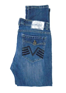 GS-115 Jeans Mid Rise Slim Straight Embroidered Stretch Men's Size 36x31 - Picture 1 of 10