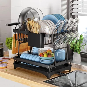 Rustproof Stainless Steel Dish Drying Rack,2 Tier Large Dish Rack for Kitchen... - Picture 1 of 7