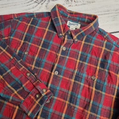 Duluth Trading Shirt Mens 2XL Red Plaid Flannel Free Swingin Flannel Relaxed Fit - Image 1 of 4
