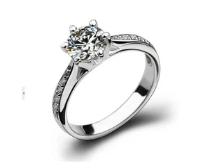 Silver Plated 6-Prong Pave Cubic Zirconia Promise Engagement Solitaire Ring RS25 - Picture 1 of 3