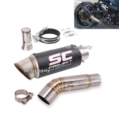 Silenciador de escape deslizable para Suzuki GSXS750 GSR750 2015-2023 puntas de carbono tubo medio Foto 1 de 4