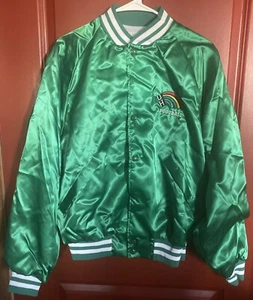 Vintage Dunbrooke Custom U H Hawaii Rainbows Football Satin Bomber L Jacket - Picture 1 of 8