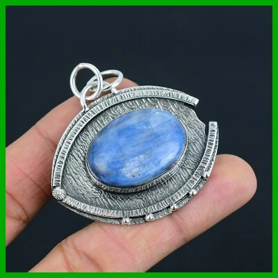 Oferta del día de la mujer ovalada cianita piedras preciosas regalo de boda colgante joyería plata 925 Foto 1 de 4