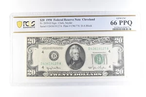 1950 $20 Cleveland OH FRN Fr#2059-D Gem Unc 66 PPQ PCGS *6059 - Picture 1 of 3