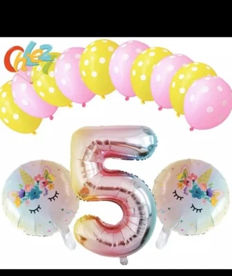 5th,6th,7th Birthday Rainbow color  Unicorn  balloons party decor  UK seller — 第 1/3 张图片