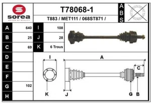 Antriebswelle für Mercedes A124 C124 W124 S124 W140 C140 hinten links /rechts - Bild 1 von 1