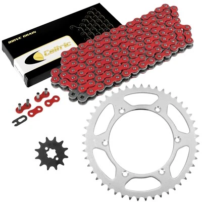 Kit de cadena de transmisión y piñón rojo para Kawasaki KX125 1985-1989 Foto 1 de 4