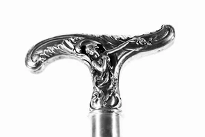 Wilhelm Müller Berlin FLANIERSTOCK ° Jugendstil Art Nouveau Erotika Silber Stock - Bild 1 von 10