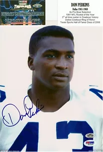 Don Perkins Auto Signed 8x10 Photo Tristar Hidden T PSA DNA Dallas Cowboys HOF - Picture 1 of 1