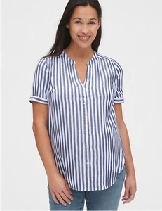 Camicia da donna GAP Maternity super morbida manica corta collo a V a righe top M - Foto 1 di 7