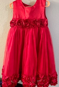 Holiday Editions Girls Red Rose Petal Party Dress Size 5T - Picture 1 of 4