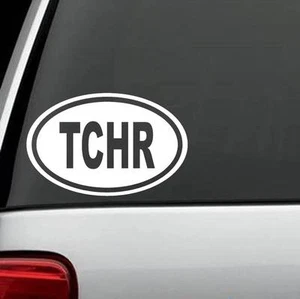 Teacher TCHR Oval Decal Sticker Gift Charm Classroom Elementary Surface C1139 - Picture 1 of 3