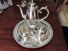 W.M. A. Rogers Bros Silver Plated Tea Coffee Service Pot Creamer Sugar And Tray