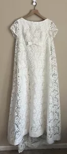 Vintage Wedding Dress Embroidered Lace A Line Mod MCM 60s 70s Womens Size Small - Picture 1 of 12