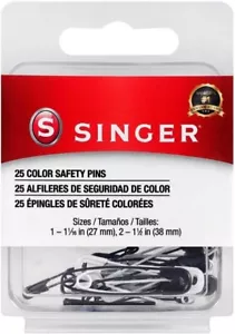 Singer Black & White Safety Pins Sizes 1 & S 00296, 25 per pack - Picture 1 of 4