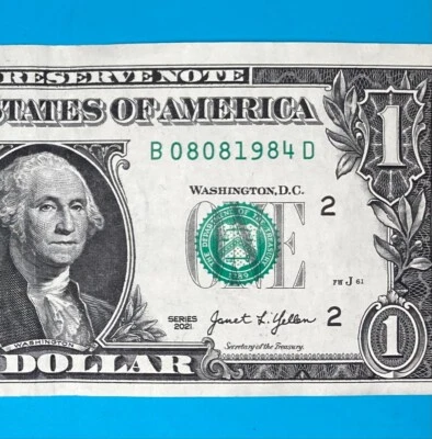 August 8, 1984 (B 08081984 D) BIRTHDAY Note $1 One Dollar Bill - Image 1 of 3