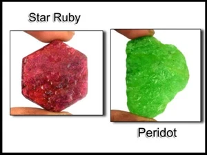 Afrikanischer Stern roter Rubin & Peridot natürlich 350 ct. + Edelstein grobes Paar - Bild 1 von 5