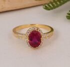 Designer Engagement Ring Gift For Love Ruby & CZ Zircon 18k Gold Plated Jewelry