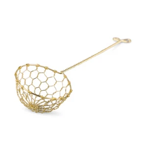1 FONDUE SIEB - Messing - ideal für Feuertopf Mongolentopf Sieblöffel Sieb gold - Bild 1 von 1