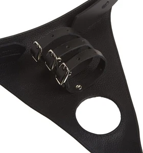 Strict Leather Men's Thong Harness w 3 Straps Sexy Master Slave Sub Dom Male Blk - Picture 1 of 10