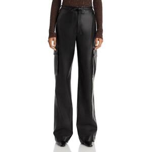 Proenza Schouler Womens Black Faux Leather Drawstring Cargo Pants 6 BHFO 5997