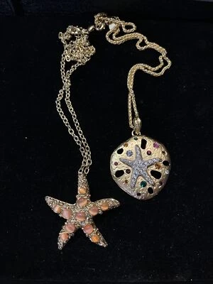 2 Collares KJL Kenneth Jay Lane PJM Estrella de Mar San Dólar Multicolor Cristal Foto 1 de 4