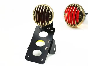 Gold Retro Grill Side Tail Light Lamp For Harley Honda Kawasaki Suzuki Triumphy - Bild 1 von 9