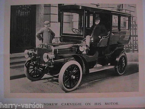 Andrew Carnegie Skibo Laird Motor Car Rare Photo Illustrated Edwardian Article - Bild 1 von 2