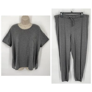 Alfani NWT Women's 2 Piece PJ Set Sleepwear Shirt & Pants Size L HY Charcoal - Picture 1 of 11
