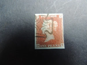 1854 Gran Bretaña 1d rojo-marrón SG17 3 mercancías márgenes Cruz de Malta Usado - Imagen 1 de 1