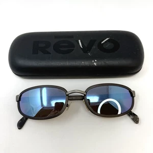 REVO 1416/044 Vintage Gunmetal ovale Sonnenbrille verspiegelte Gläser Italien LESEN - Bild 1 von 14