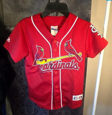 Camiseta Majestic-Boy's vermelha St.Louis Cardinals #5 Albert Pujols botão para baixo tamanho P - Imagem 1 de 4