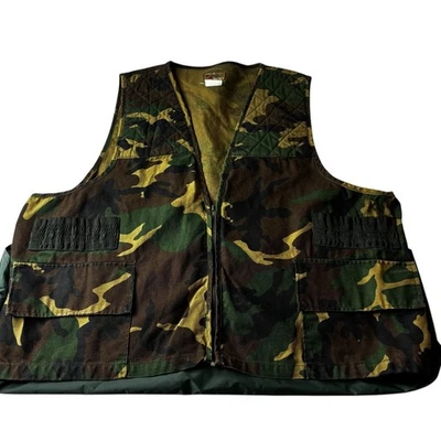 Sports AFIELD Men's Camo Hunting Vest 2XL Zip Up Game Bag Pockets Utility VTG - Image 1 of 4
