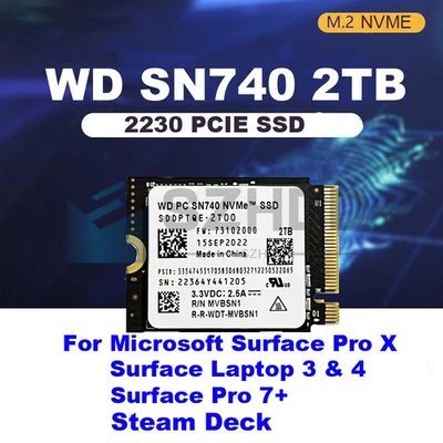 NEW WD 2TB M.2 2230 SSD NVMe PCIe4x4 PC SN740 For Microsoft Surface Pro X 9 - Image 1 of 4