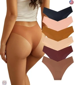 Women Seamless Underwear Soft No Show Stretch Bikini Invisibles Hipster V Cut - Picture 1 of 5