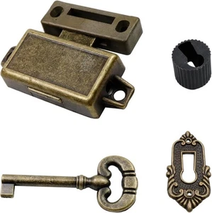 Skeleton Key Lock Decorative Antique Brass Cabinet with for Bronze - Picture 1 of 5
