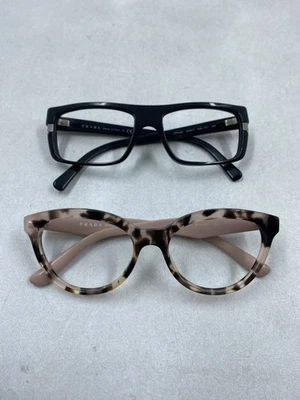 Anteojos redondos rectangulares de acetato negro tortuga multicolor Prada Foto 1 de 4