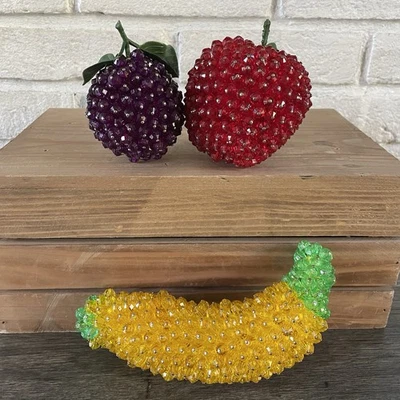 Lote de 3 plátanos, ciruela y manzana con cuentas de azúcar MCM de colección Foto 1 de 4