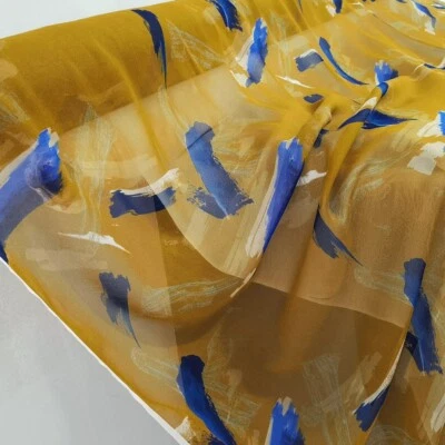 Material de gasa tela georgette seda pura pintura 1 yarda X 1,35 metros Foto 1 de 4